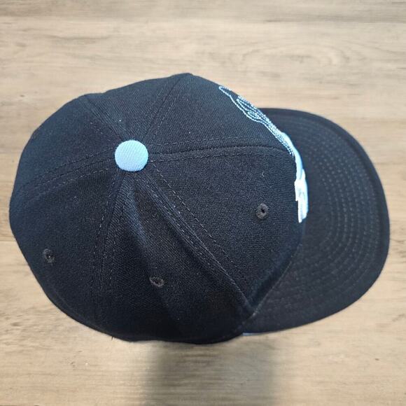 Vtg North Carolina Tar Heels Fitted Hat Cap Black Flat Bill UNC Embroidered OSFA - Picture 6 of 9